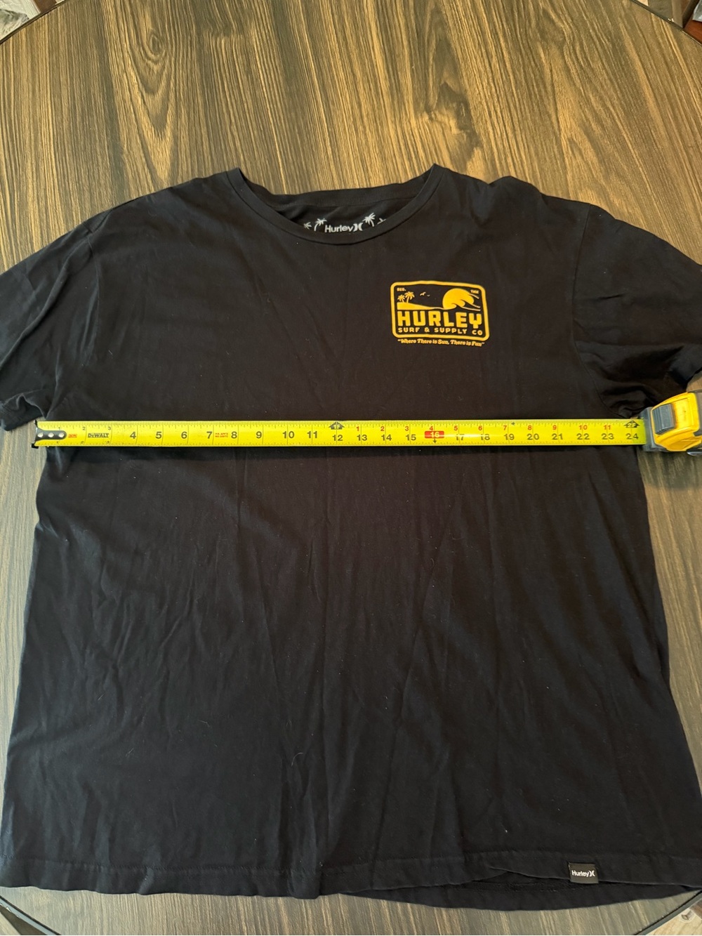 Hurley Black Short Sleeve Tee with Yellow Logo Patch